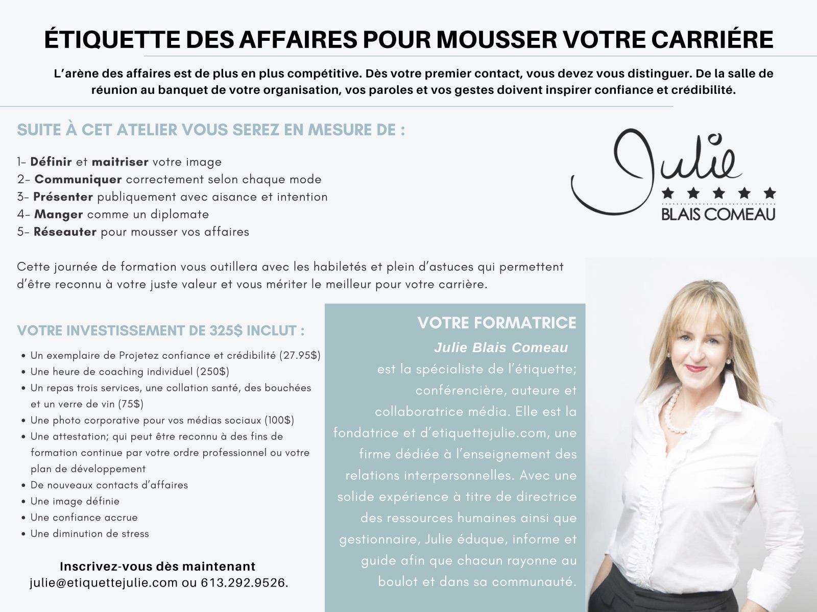 Atelier Etiquette affaires Julie Blais Comeau